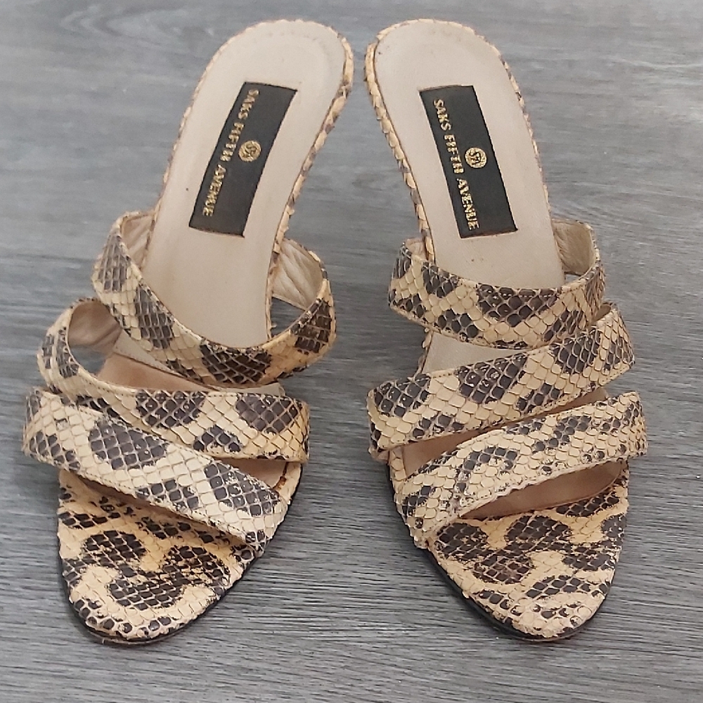 Saks Fifth Avenue Women's Tan Snakeskin Sandals